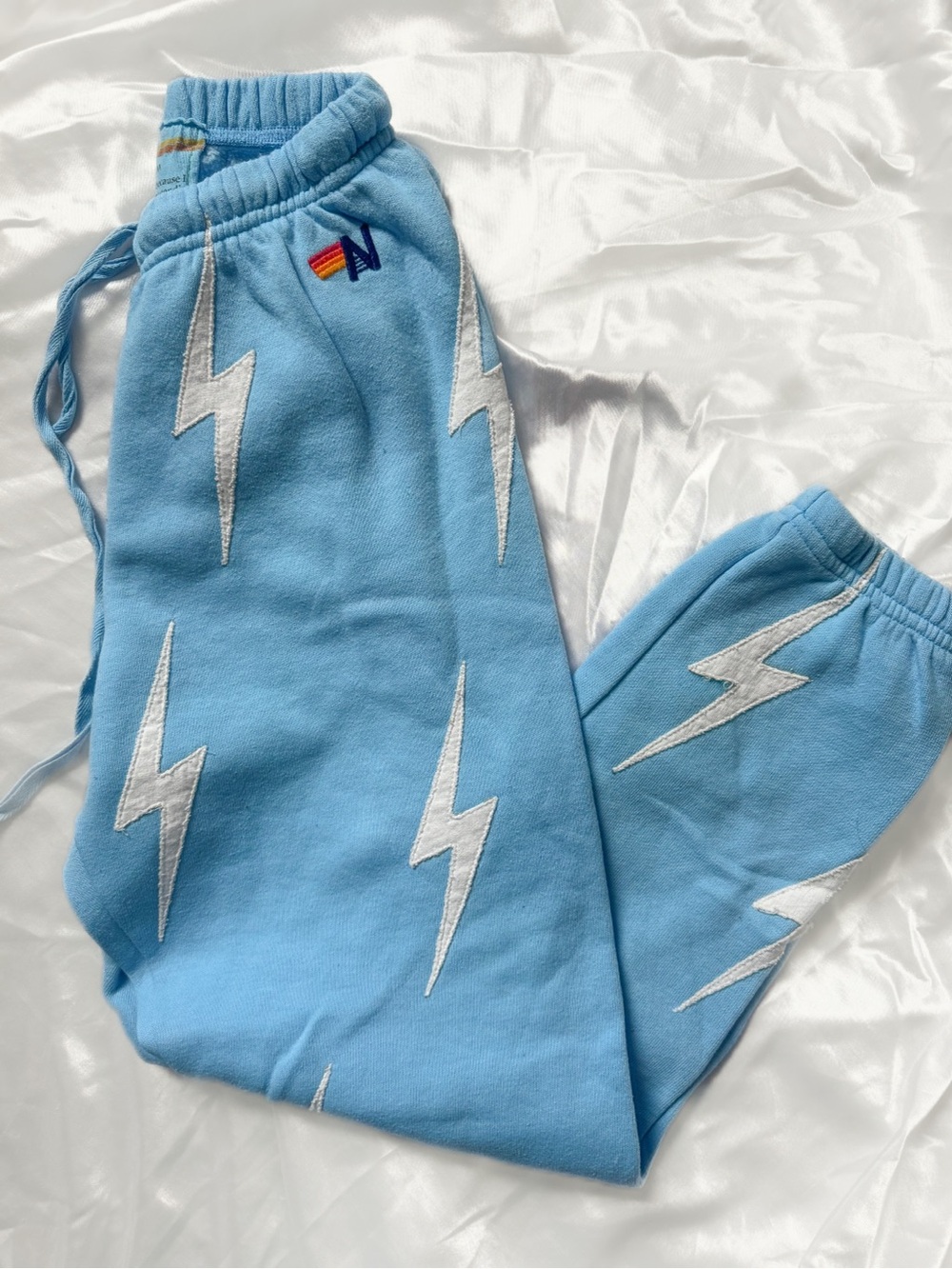 Aviator Nation Allover Bolt Sweatpants Sky Blue XS